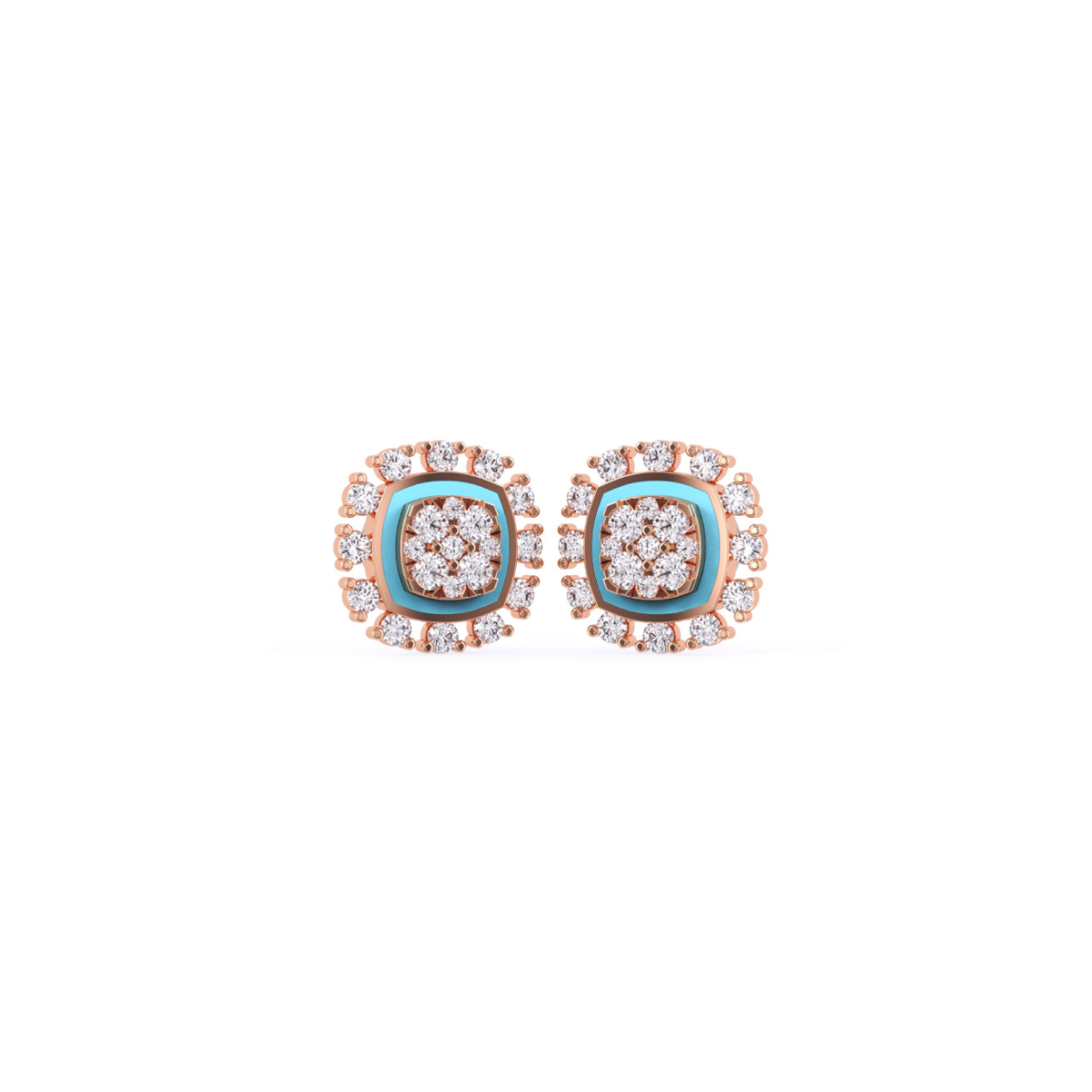 Flower Round Diamond Studs Earrings